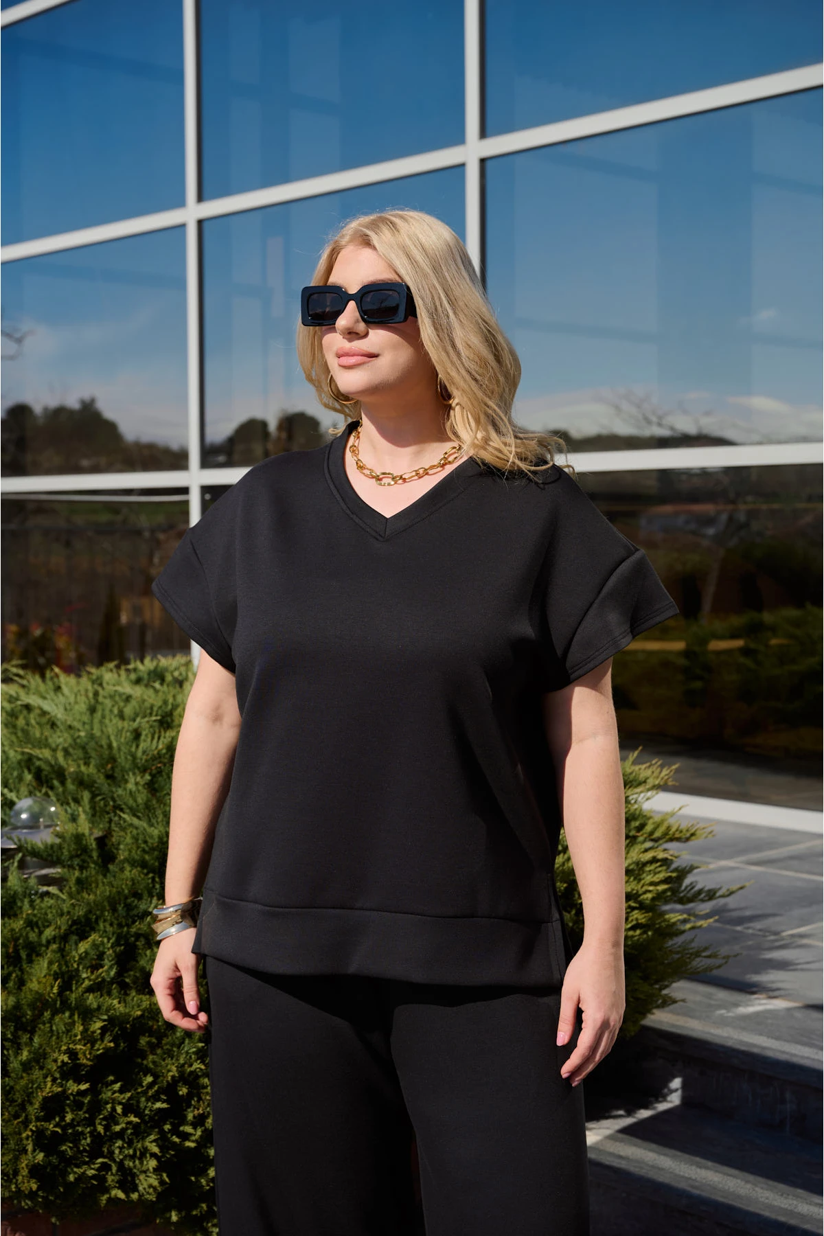 Μπλούζα φόρμας κοντό μανίκι μαύρη