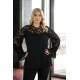 Μπλούζα μανίκι φούσκα με δαντέλα στους ώμους  jersey μαύρη