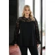Μπλούζα μανίκι φούσκα με δαντέλα στους ώμους  jersey μαύρη