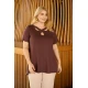 Μπλούζα ελαστική viscose με χιαστή λαιμουδιά καφέ