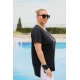 Μπλούζα μακριά βαμβακερή κοντό μανίκι τύπωμα Totally μαύρη