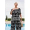 Μπλούζα resort rayon έξω ώμοι κοντό μανίκι τύπωμα ραπόρτο λαχούρ
