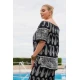 Μπλούζα resort rayon έξω ώμοι κοντό μανίκι τύπωμα ραπόρτο λαχούρ