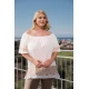 Μπλούζα έξω ώμοι resort rayon με χρυσό κέντημα κοντό μανίκι λευκή