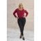 Mπλούζα viscose ένας ώμος έξω μακρύ μανίκι μπορντό