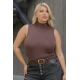 Μπλούζα αμάνικη λουπέτο viscose ελαστική καφέ