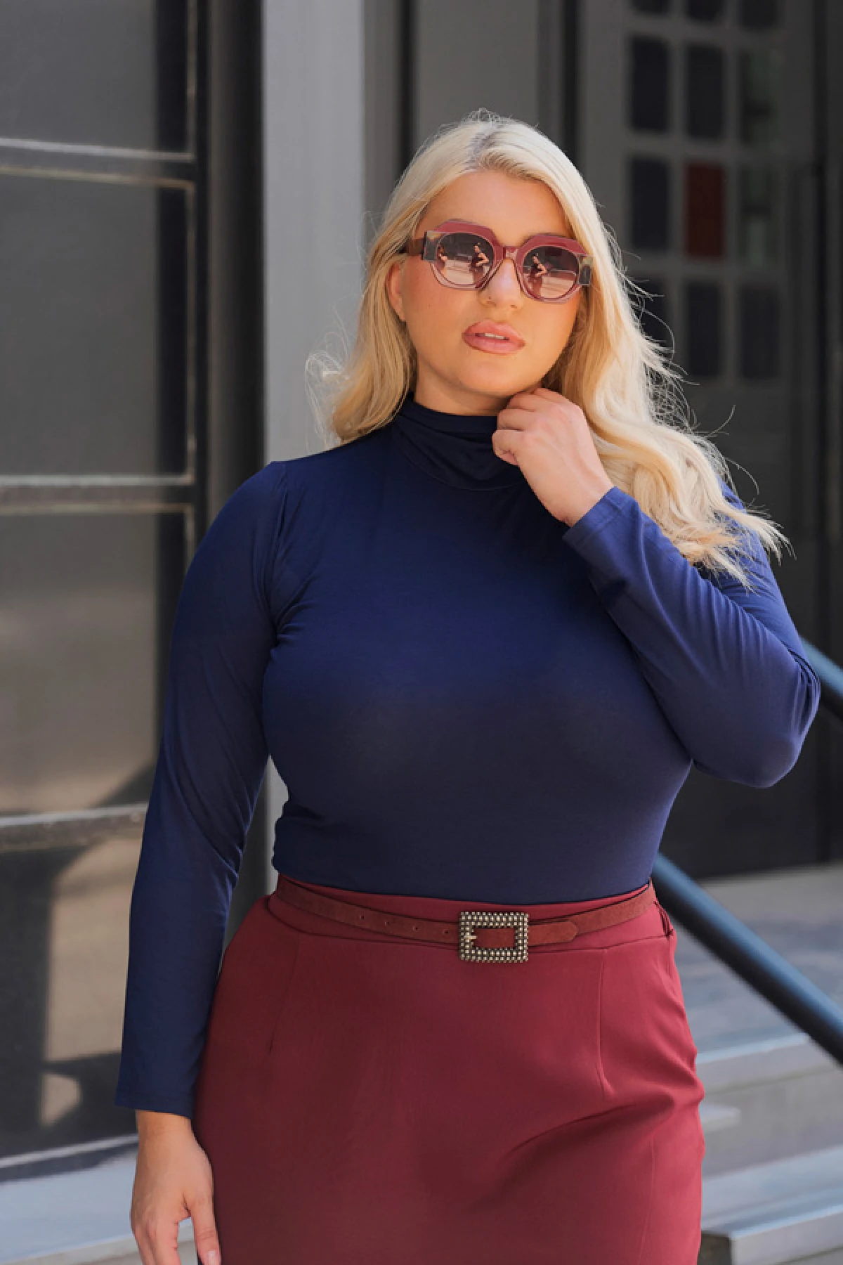 Μπλούζα ζιβάγκο μακρύ μανίκι viscose ελαστική μπλε