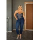 Κορμάκι look jean με στρας τιράντα μπλε