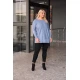 Μπλούζα μακριά πλεκτή μακρύ μανίκι με κουμπιά γαλάζιο