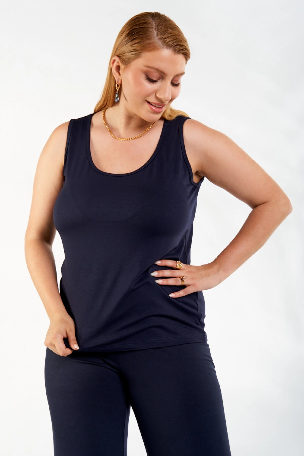 Mπλούζα viscose αμάνικη  μπλε