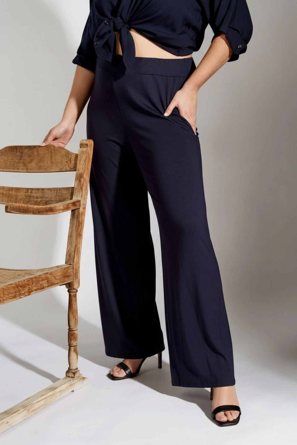 Παντελόνα viscose μπλε σκούρο