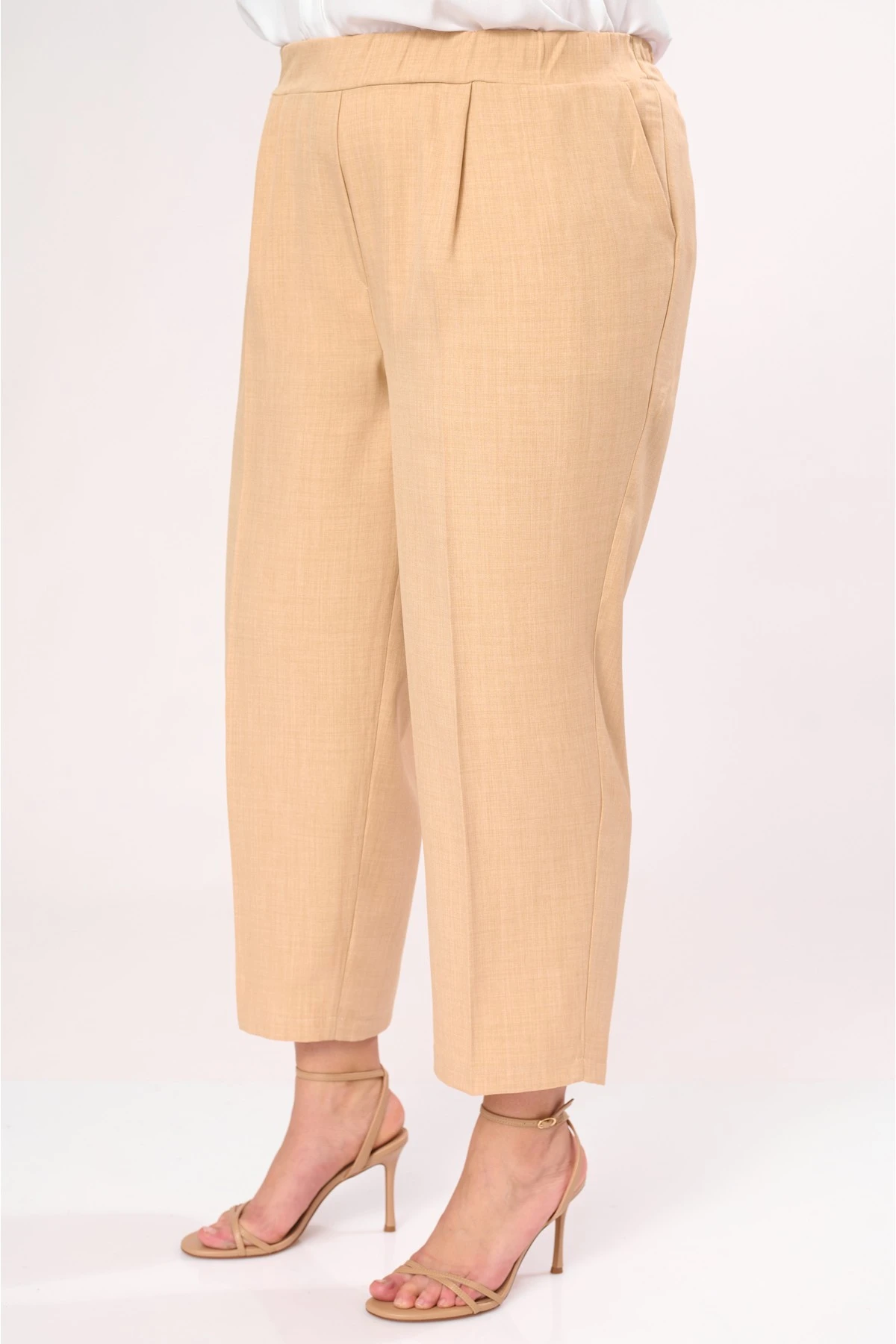 Παντελόνι look λινό μπεζ Παντελόνι look λινό μπεζ
