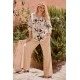 Παντελόνα με λάστιχο look λινό μπεζ Παντελόνα με λάστιχο look λινό μπεζ