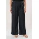 Παντελόνα με λάστιχο look λινό μαύρη Παντελόνα με λάστιχο look λινό μαύρη