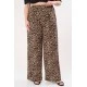 Παντελόνα σατέν με λάστιχο και τσέπες λεοπάρ