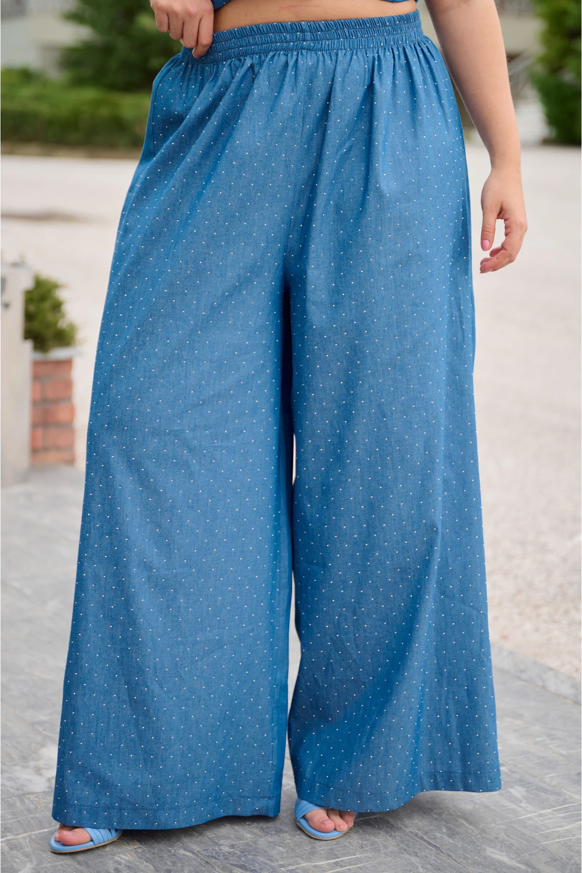 Παντελόνα φαρδιά τζιν στρας