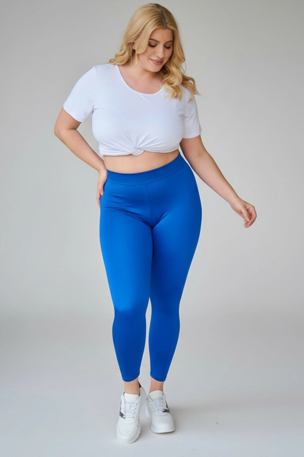 Κολάν μεταλιζέ με λάστιχο στη μέση μπλε