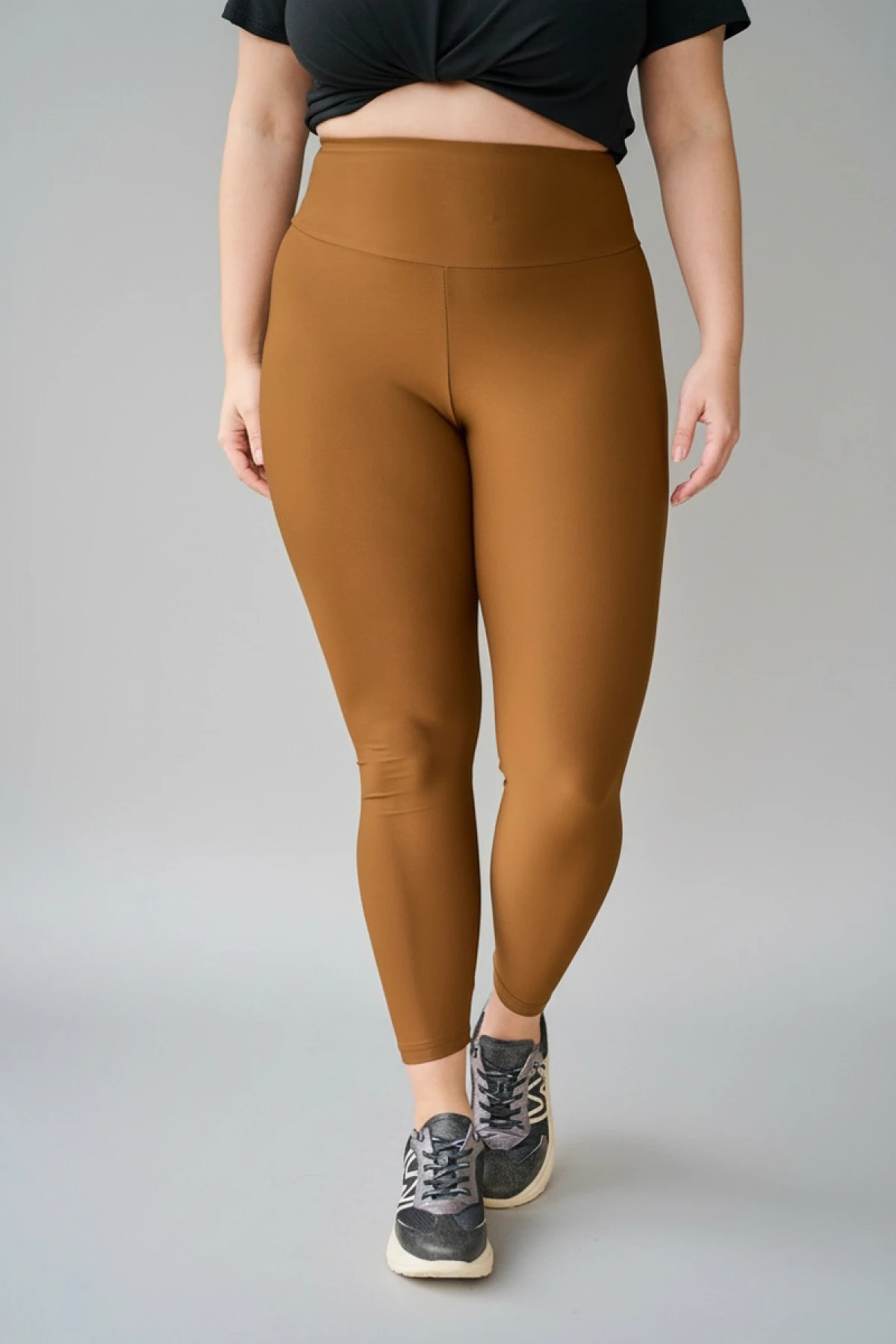 Κολάν yoga με φαρδιά μπάσκα στη μέση καφέ