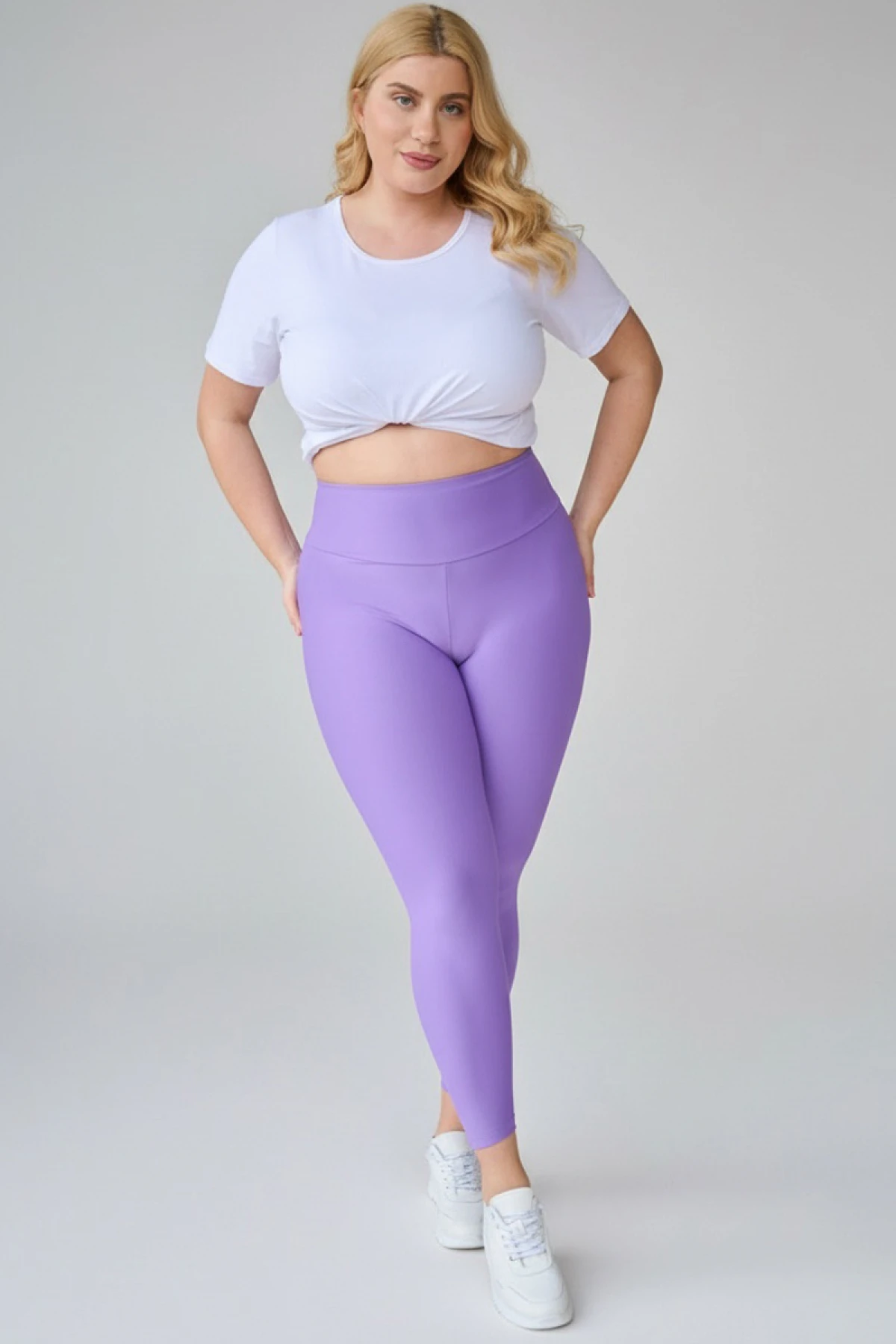 Κολάν yoga με φαρδιά μπάσκα στη μέση λιλά