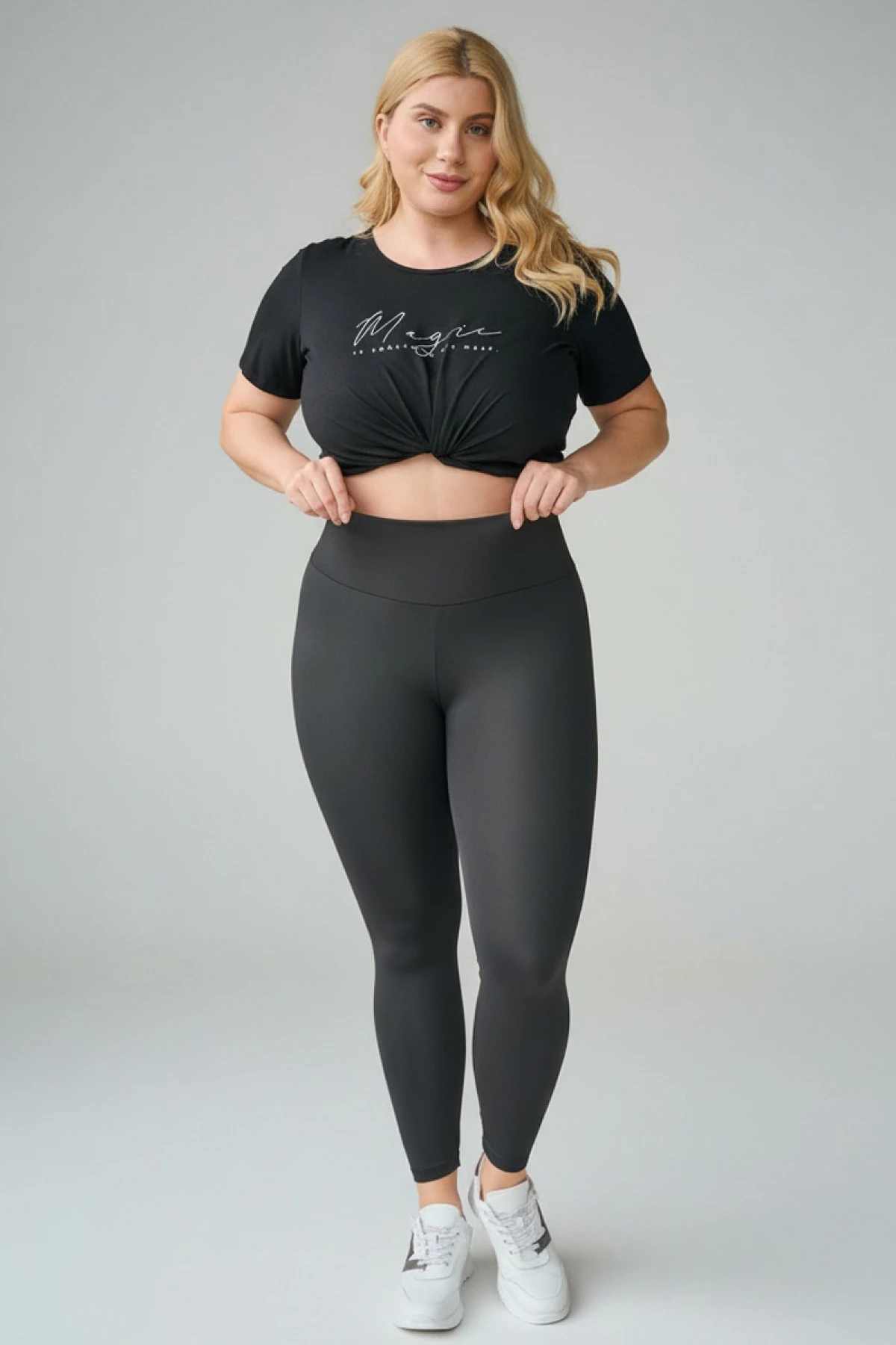 Κολάν yoga με φαρδιά μπάσκα στη μέση μαύρο