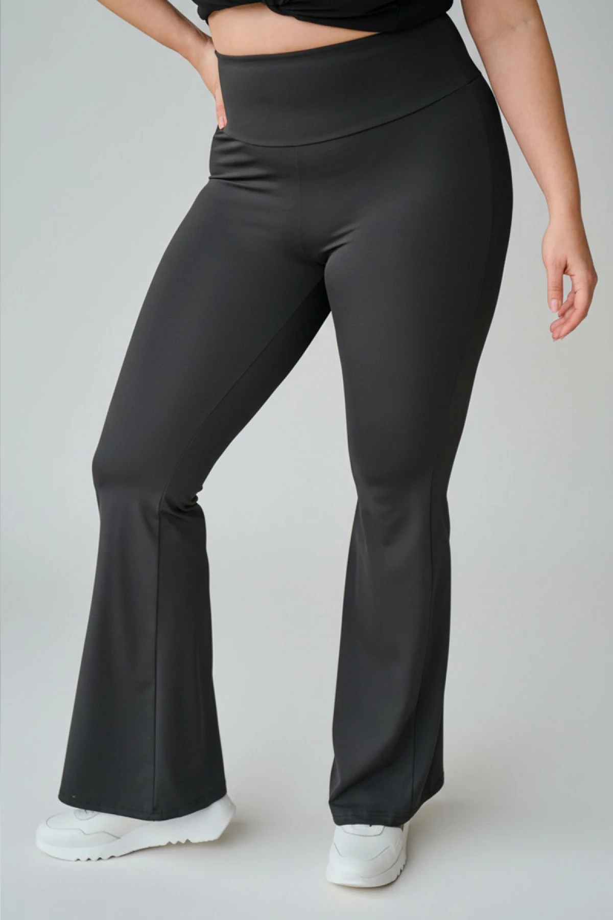 Κολάν καμπάνα yoga με φαρδιά μπάσκα στη μέση μαύρο