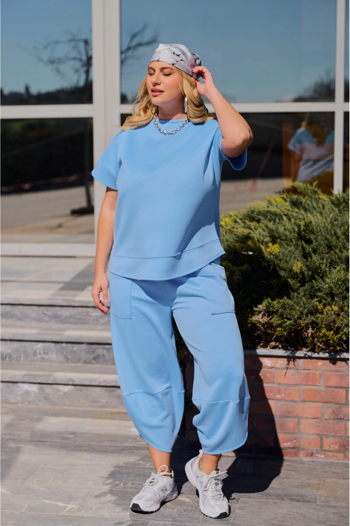 Παντελόνι φόρμας με τσέπες μπροστά γαλάζιο