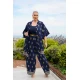 Παντελόνα resort rayon με χρυσό κέντημα μπλε