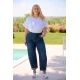 Jean παντελόνι barel με στρας ελαστικό denim