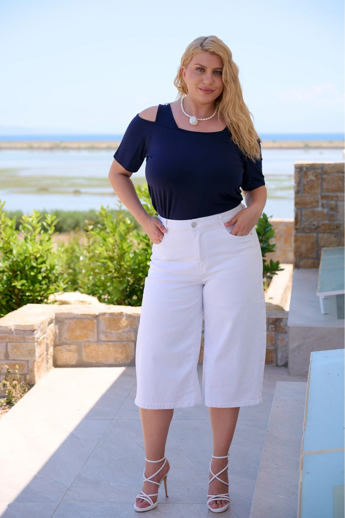 Jean zip ελαστική λευκή