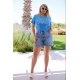 Jean shorts ελαστικό χιαστί κουμπί