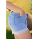 Jean shorts ελαστικό δαντέλα και στρας
