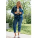 Jean παντελόνι mom fit ελαστικό με λάστιχο στη μέση μπλε