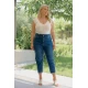 Jean παντελόνι mom fit ελαστικό με λάστιχο στη μέση μπλε