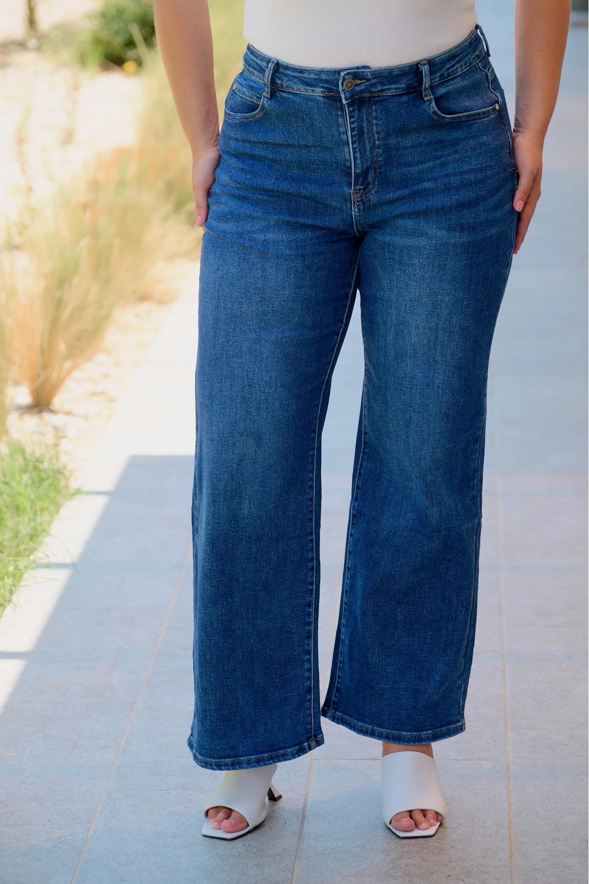 Jean παντελόνι ελαστικό wide leg μπλε