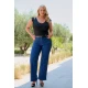 Jean παντελόνι ελαστικό wide leg λεοπάρ στρας