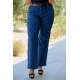 Jean παντελόνι ελαστικό wide leg λεοπάρ στρας
