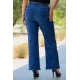 Jean παντελόνι ελαστικό wide leg λεοπάρ στρας