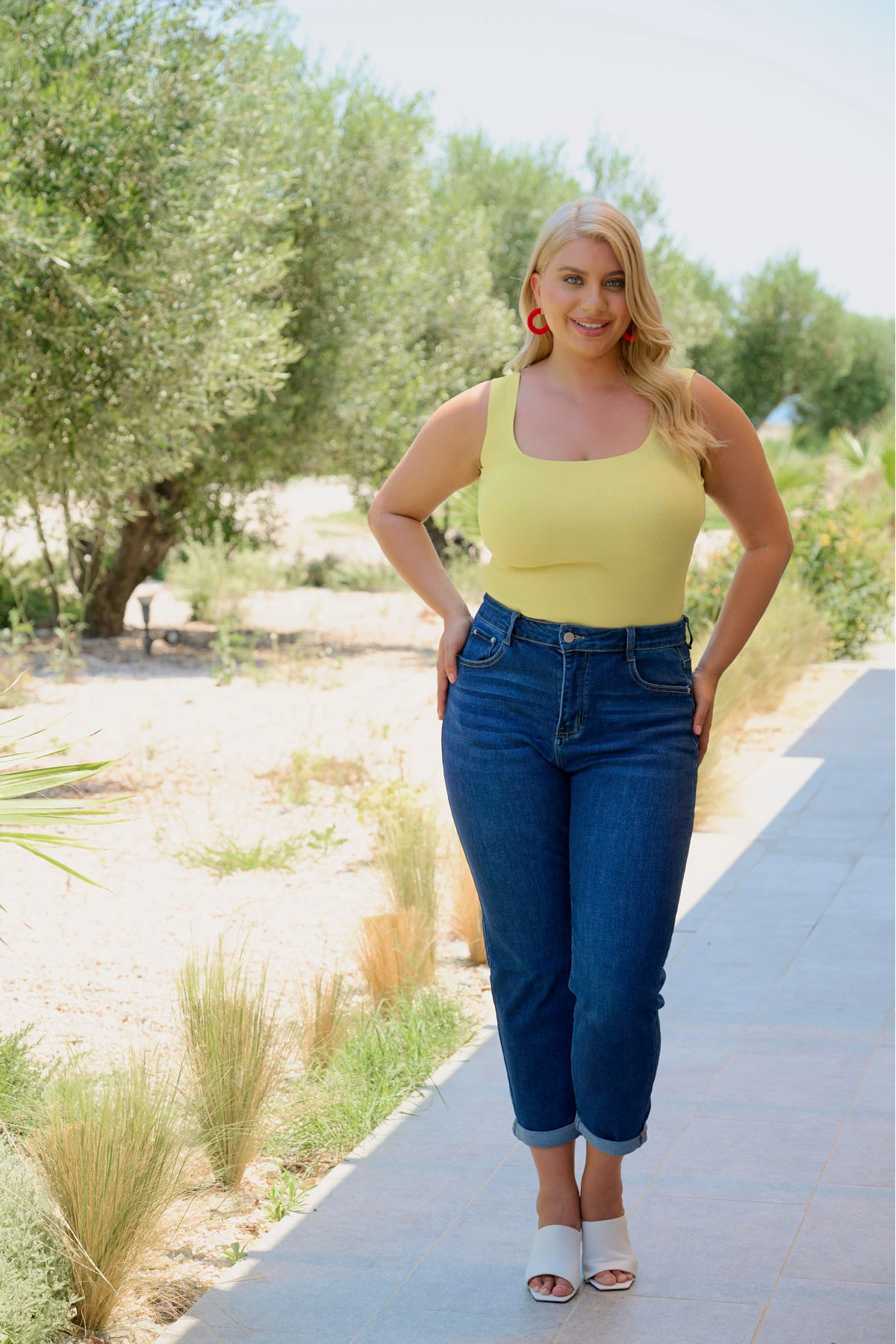 Jean παντελόνι ελαστικό mom fit μπλε