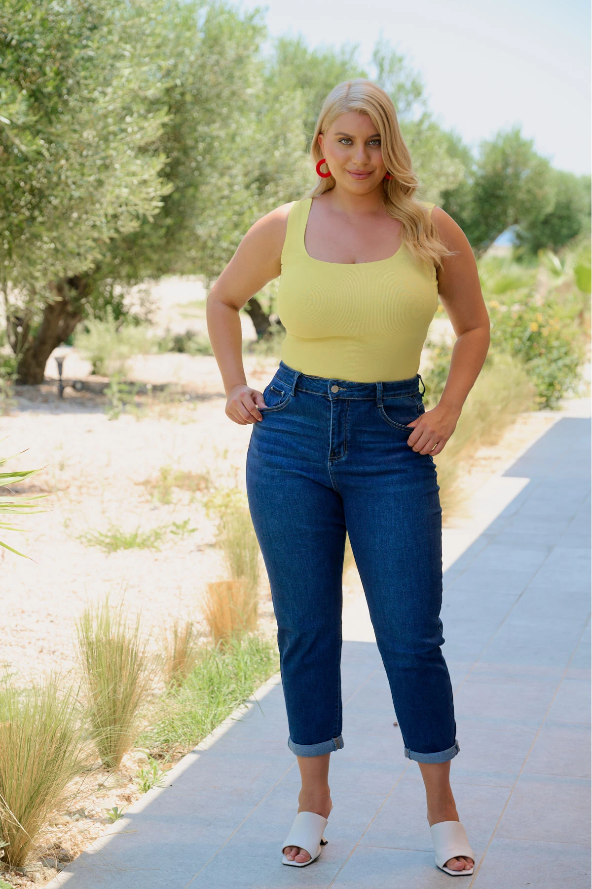 Jean παντελόνι ελαστικό mom fit μπλε