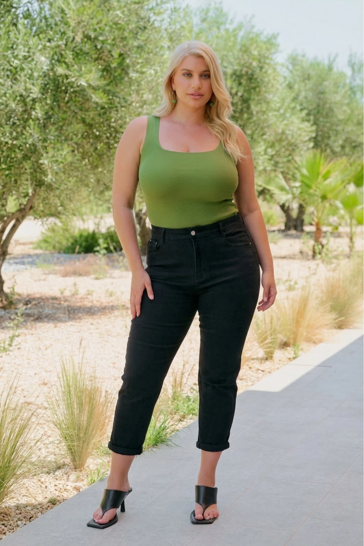 Jean παντελόνι ελαστικό mom fit μαύρο