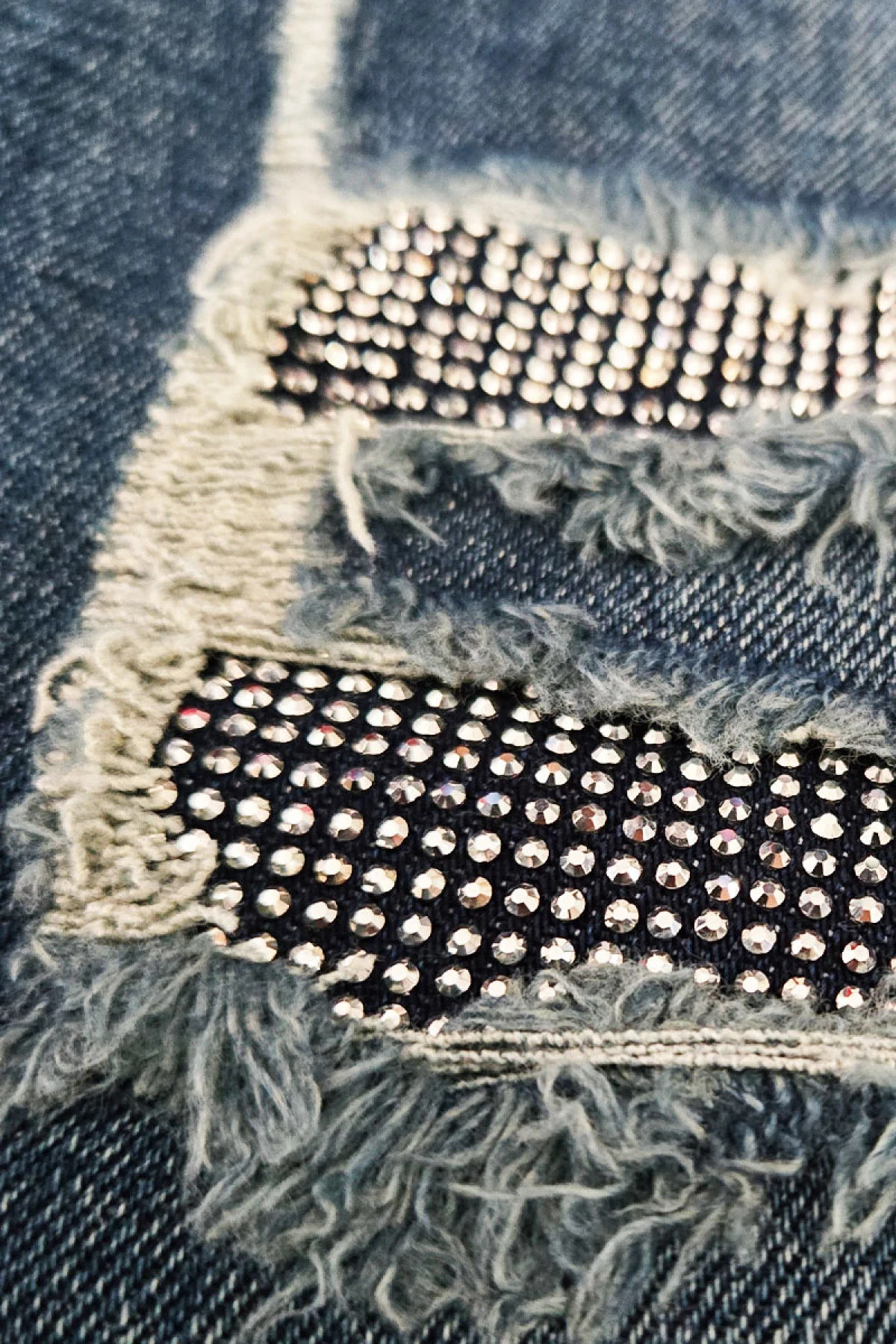 Jean παντελόνι ελαστικό mom fit σχισίματα στρας μπλε