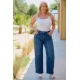 Jean παντελόνι ελαστικό wide leg με στρας στο πλάι