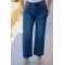 Jean παντελόνι ελαστικό wide leg στρας μπλε