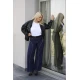 Jean παντελόνι ελαστικό wide leg με τρουκς denim