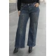 Jean παντελόνι ελαστικό wide leg με τρουκς μπλε