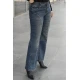 Jean παντελόνι ελαστικό wide leg με τρουκς μπλε