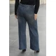 Jean παντελόνι ελαστικό wide leg με τρουκς μπλε