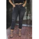 Jean παντελόνι ελαστικό mom fit σχισίματα μαργαριτάρια σκούρο γκρι