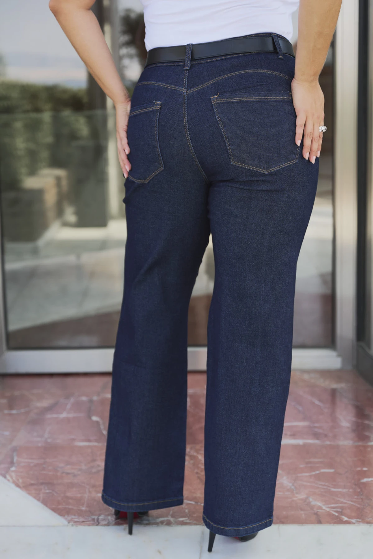 Jean παντελόνι ελαστικό wide leg denim