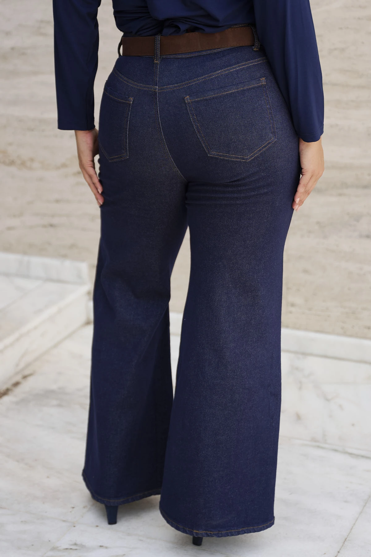 Jean wide leg καμπάνα ελαστική denim
